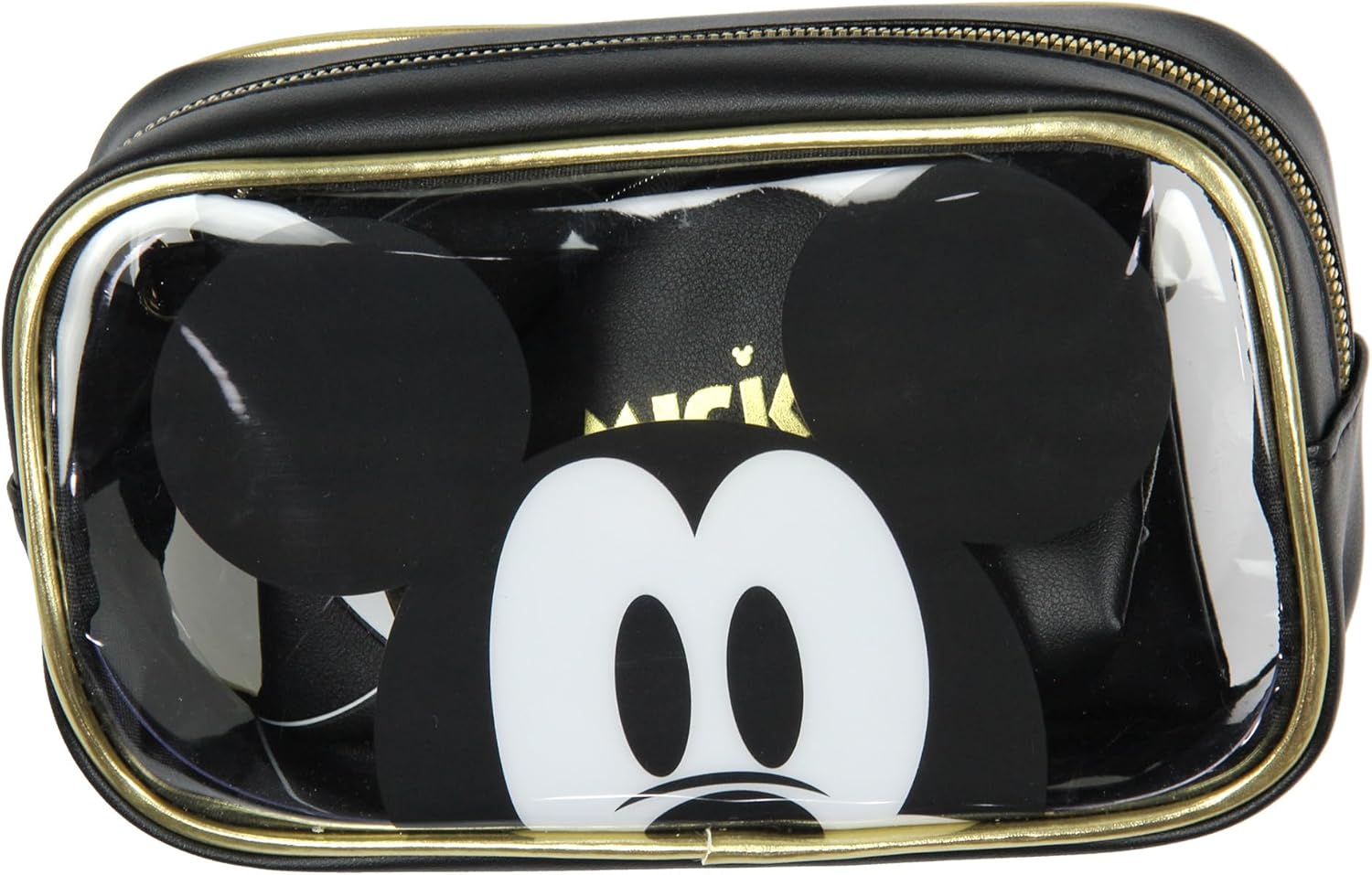 Bioworld Disney Mickey Mouse 3-Piece Toiletry Bag Set With Clear Cosmetic Bag Beauty Essentials Storage Gift Set