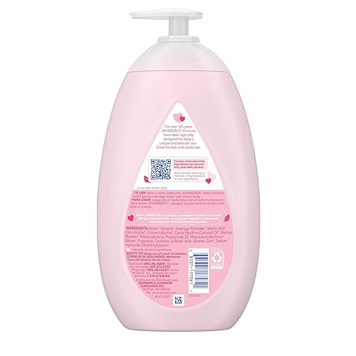 Miniatura 10 de Johnson's Loción hidratante para bebé rosa suave con aceite de coco para la delicada piel del bebé, sin parabenos, ftalatos y colorantes,