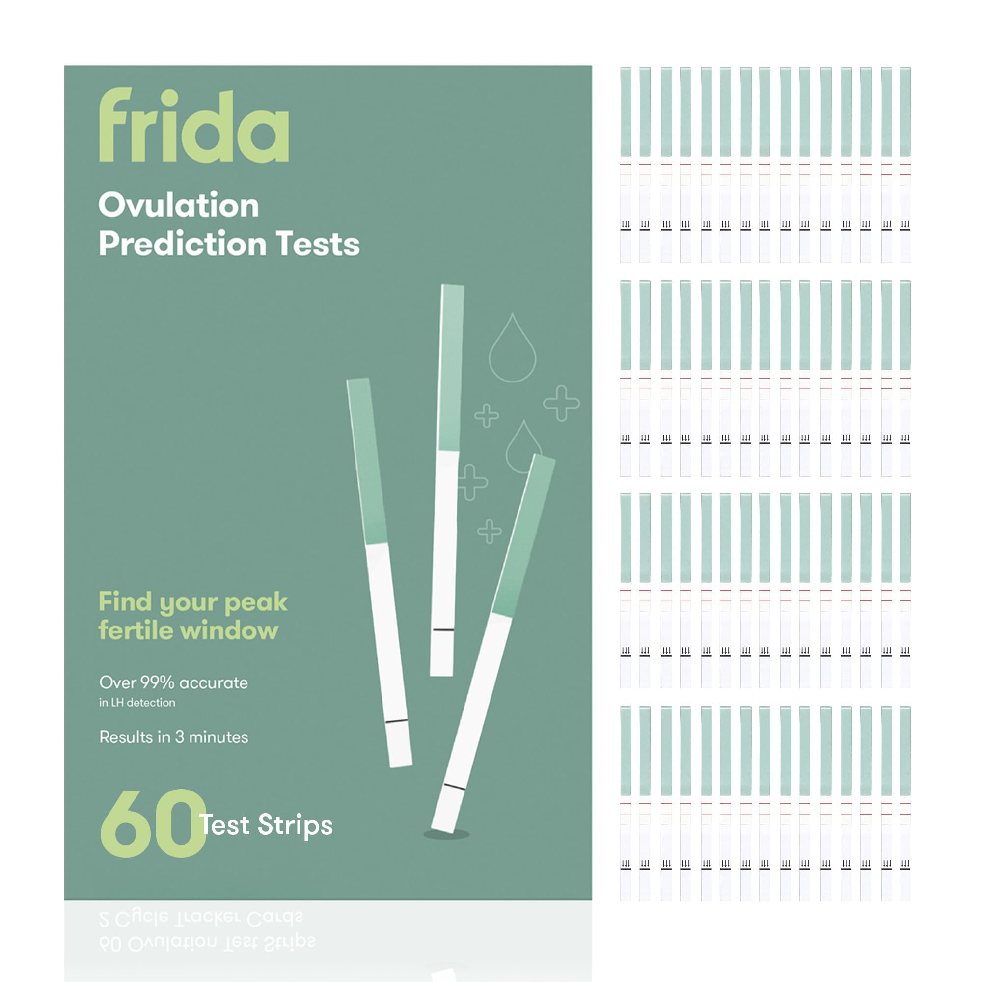 Frida Fertility at-Home Ovulation Test Kit, Easy-to-Use LH Test Strips for Ovulation Prediction Fertility Tracker, 99% Accuracy, Find 2 Most Fertile Days to Conceive, 60 Count
