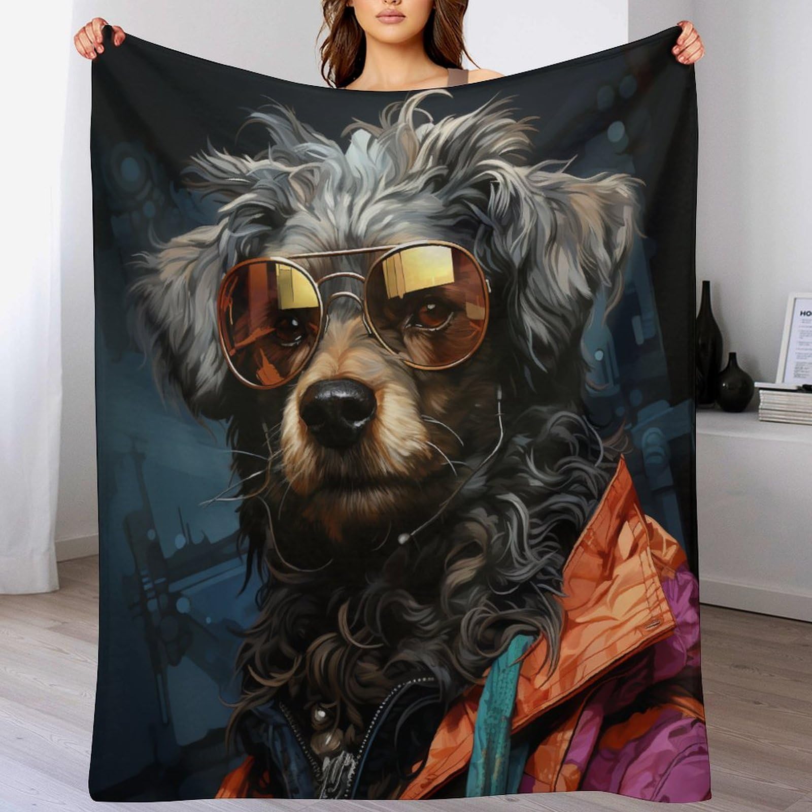 Couverture canapé chien en flannel douce et chaude pour maison et voyage 140x180cm