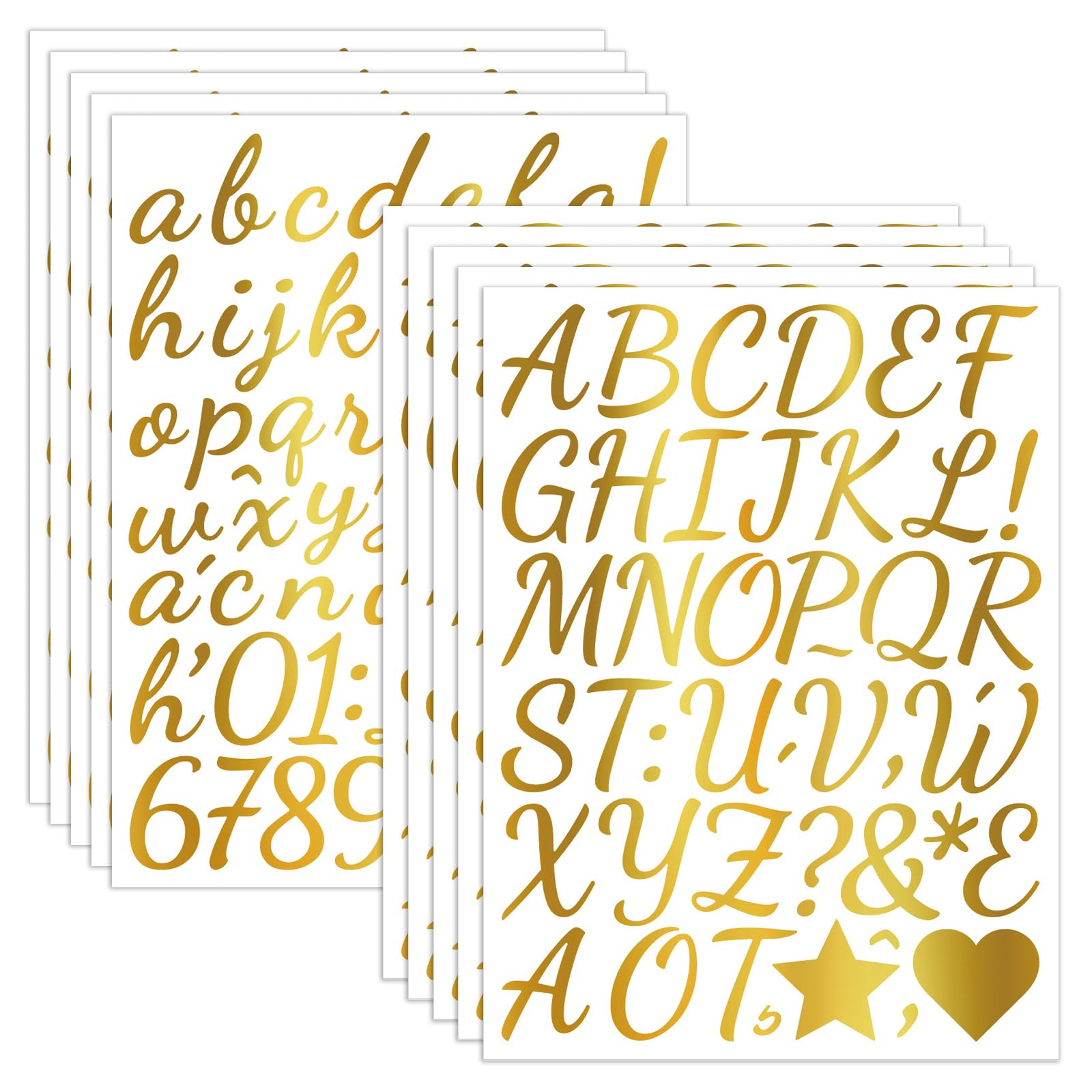 10 Sheets Gold Letter Stickers, Stick on Letters, Personalised Vinyl Self Adhesive Decals, Waterproof Sticky Letters for DIY Crafts Notebook Mailbox Party Decorations