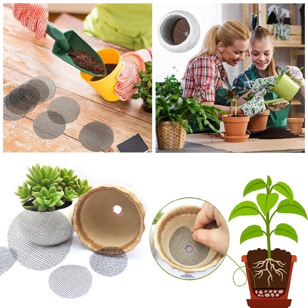 20/50 pezzi Disco grigliato forato per vasi da fiori, Retine tonde per fori di drenaggio per prevenire la perda di terra, antiforo di drenaggio, Griglia fondo vaso per bonsai, Fornure da giardinaggio