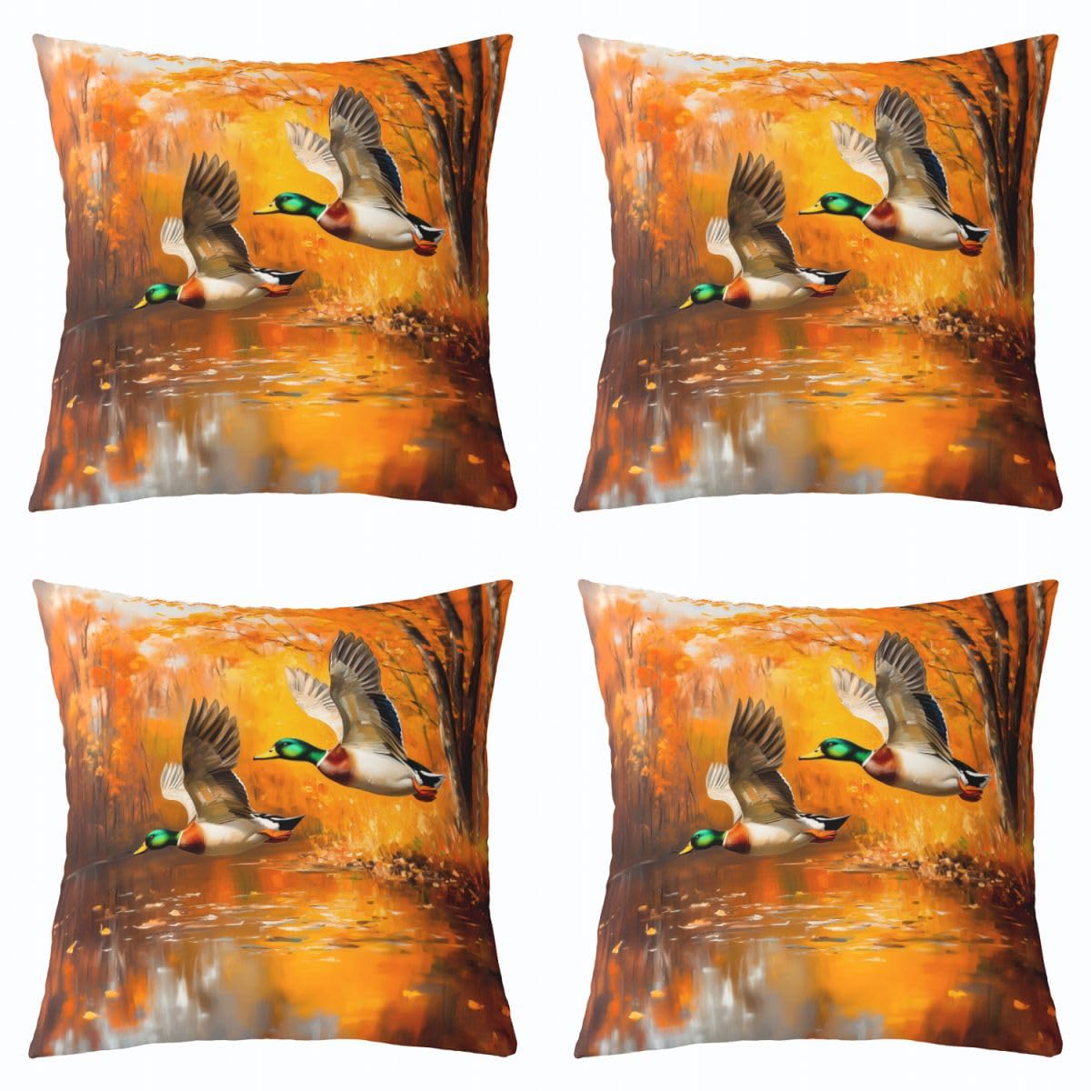 Loussiesd Urocze poszewki na poduszki krzyżówki, zestaw 4 szt., 50 x 50 cm, dzika kaczka, dekoracja, poszewka na poduszkę, do wewnątrz, na zewnątrz, super miękkie