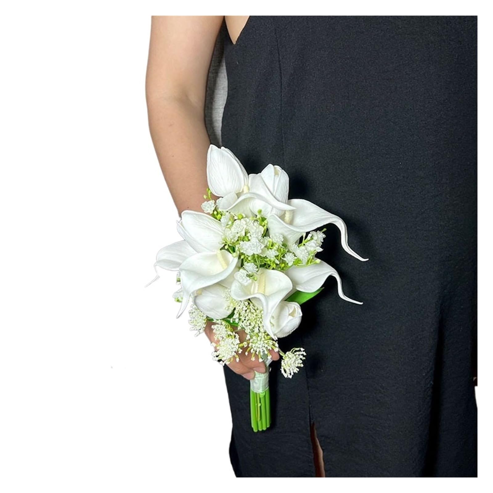 LuoAXINN Artificial Wedding Bouquet Floral Bridal Bouquet Artificial Calla Lilies Tulip Flowers, Bridesmaid with Wedding Ceremony Decor(Color 2 32cm)