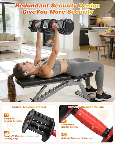 Miniatura 6 de XDDIAS Juego de 2 mancuernas ajustables, juego de mancuernas de 25/55/80 libras, juego de pesas de ajuste rápido, juego de mancuernas de pesas