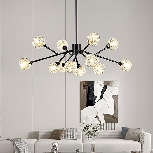Miniatura 18 de Sputnik Candelabros para Comedor Lámpara Colgante Sobre Mesa, Candelabros de Cristal Modernos, 9 Luces Doradas Lámparas para Sala de Estar
