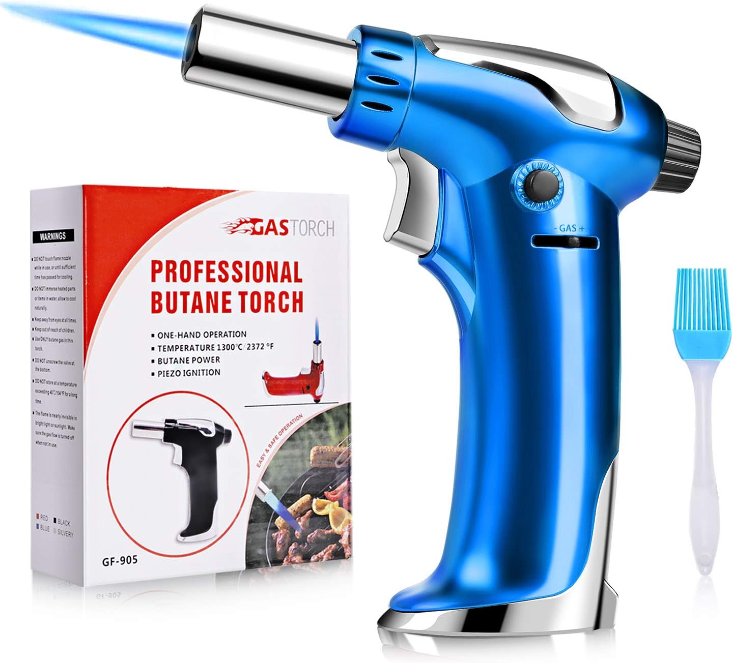 DYDButane Torch, Culinary Torch Refillable Kitchen Cooking Torch Lighter with Safety Lock and Adjustable Flame for Baking Brulee Creme Cooking BBQ Crafts(Butane Gas Not Included)