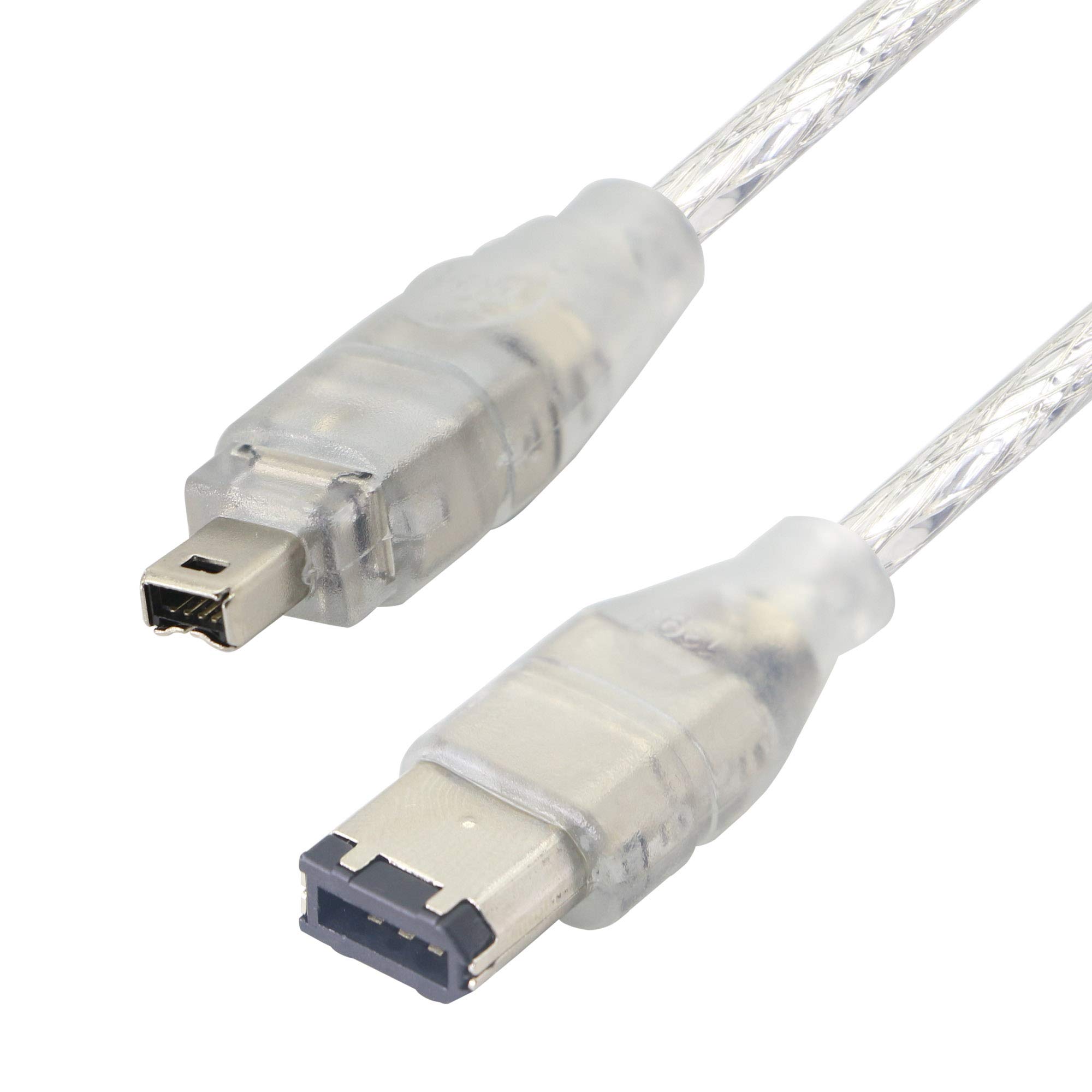 FireWire 400 Cavo adattatore trasparente IEEE 1394/iLink da 6 pin a 4 pin, da maschio a maschio, cavo DV per fotocamera digitale e videocamera, 2 pezzi