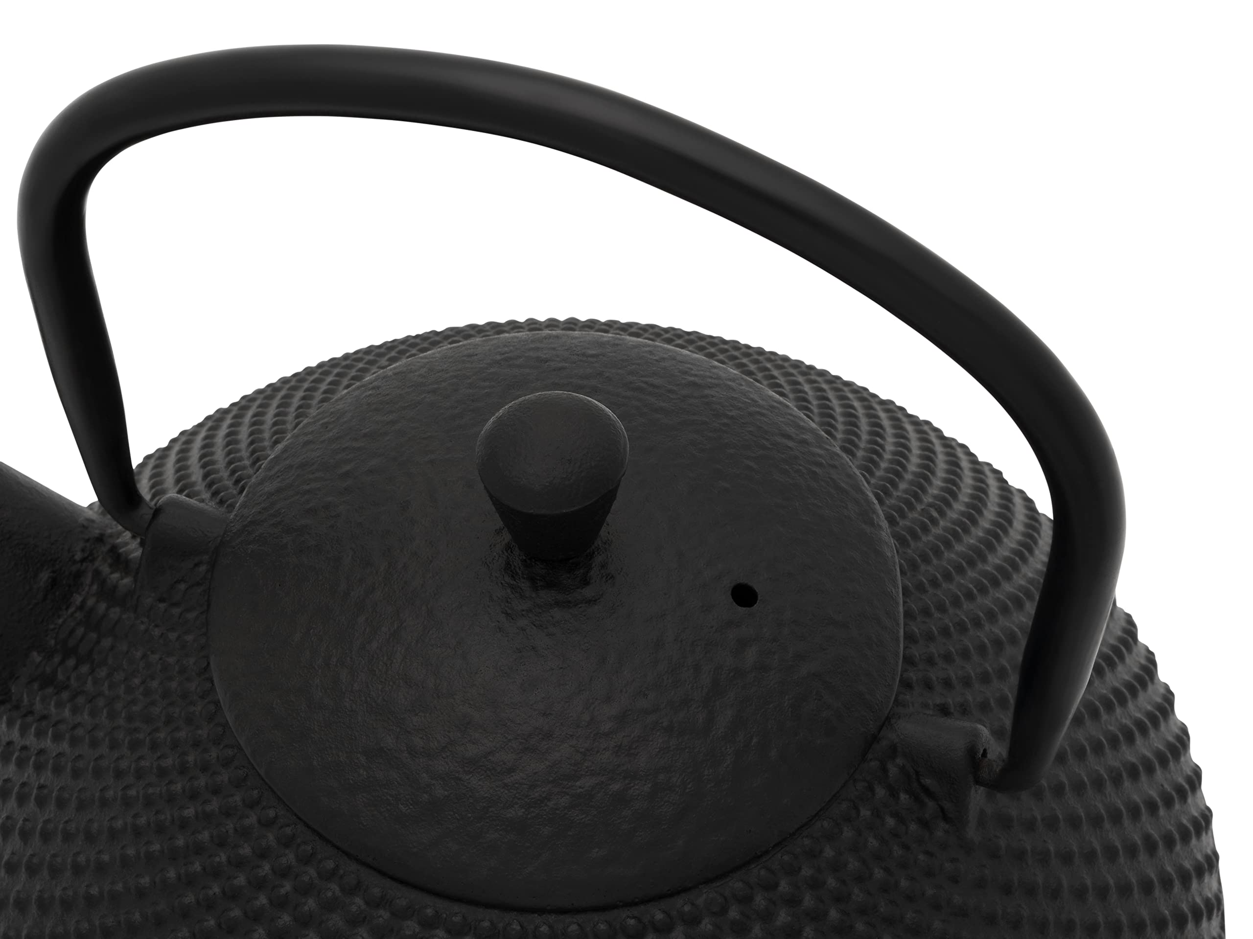 asiatische gusseiserne Teekanne 1.0 L mit Teefilter - emaillierte schwarze Gusskanne