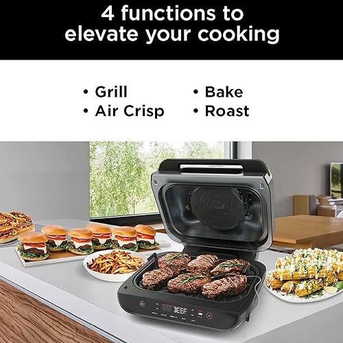 Vista 4 de La parrilla Ninja Foodi Smart XL 6 en 1 es una parrilla de interiores de 4 cuartos para freír al aire, rostizar, hornear, deshidratar, asar