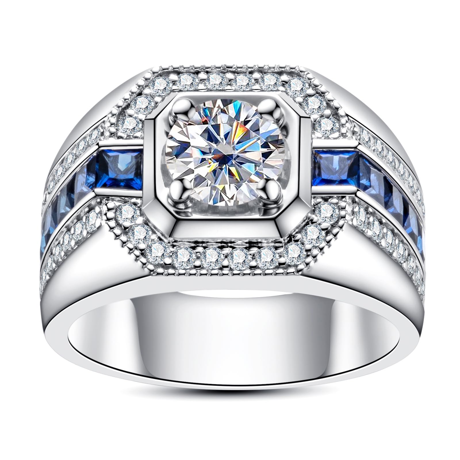 AnuClub Moissanite Wedding Ring for Men