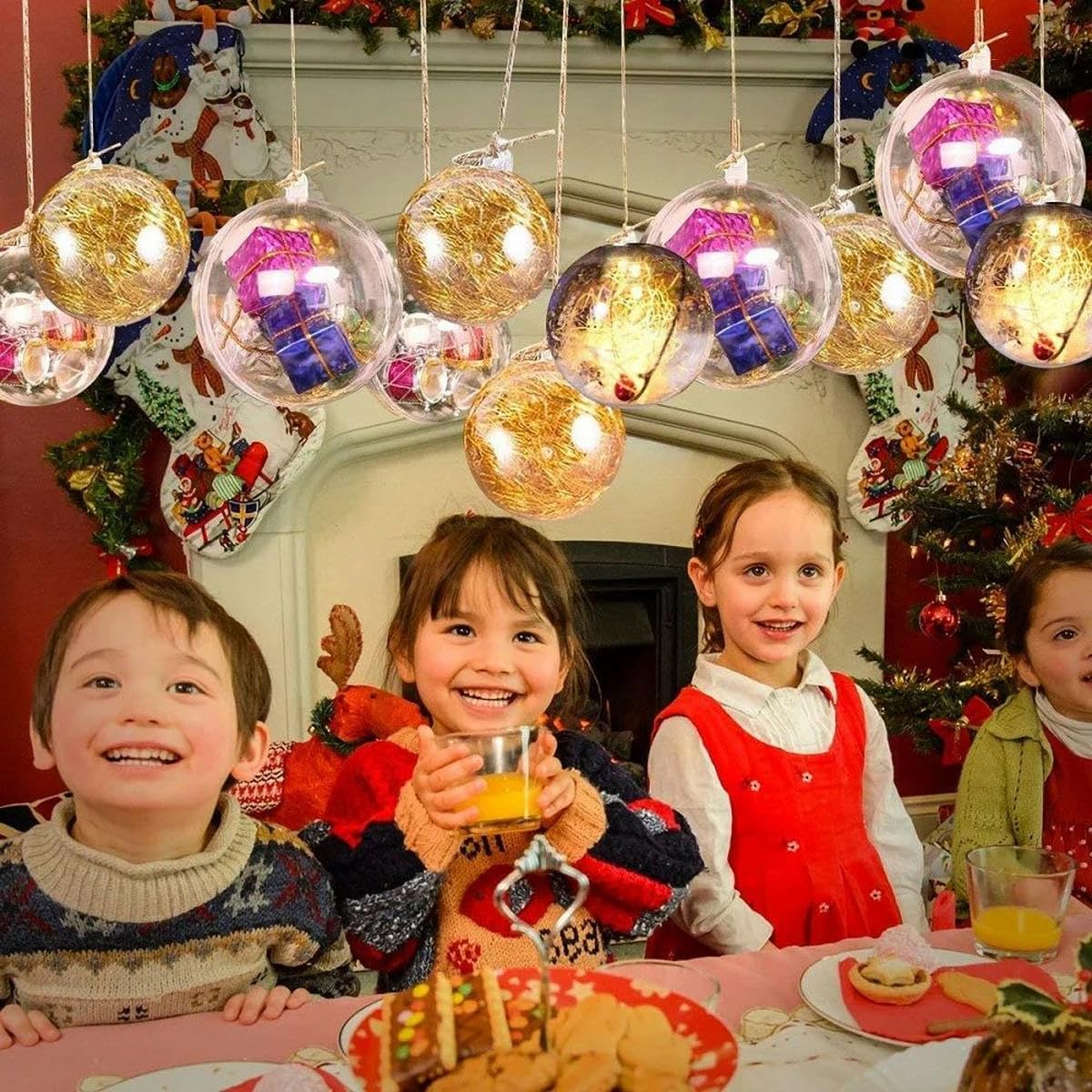 Adornos navideños para el hogar, Bolas Transparentes, Adornos Colgantes para Bodas, Fiestas, Bolas de Navidad, Adornos, 10 Unidades, 12 cm