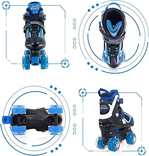Miniatura 2 de Nattork - Patines de ruedas para niños y niñas, 4 tamaños, patines ajustables con ruedas iluminadas, divertidos patines para niños pequeños,