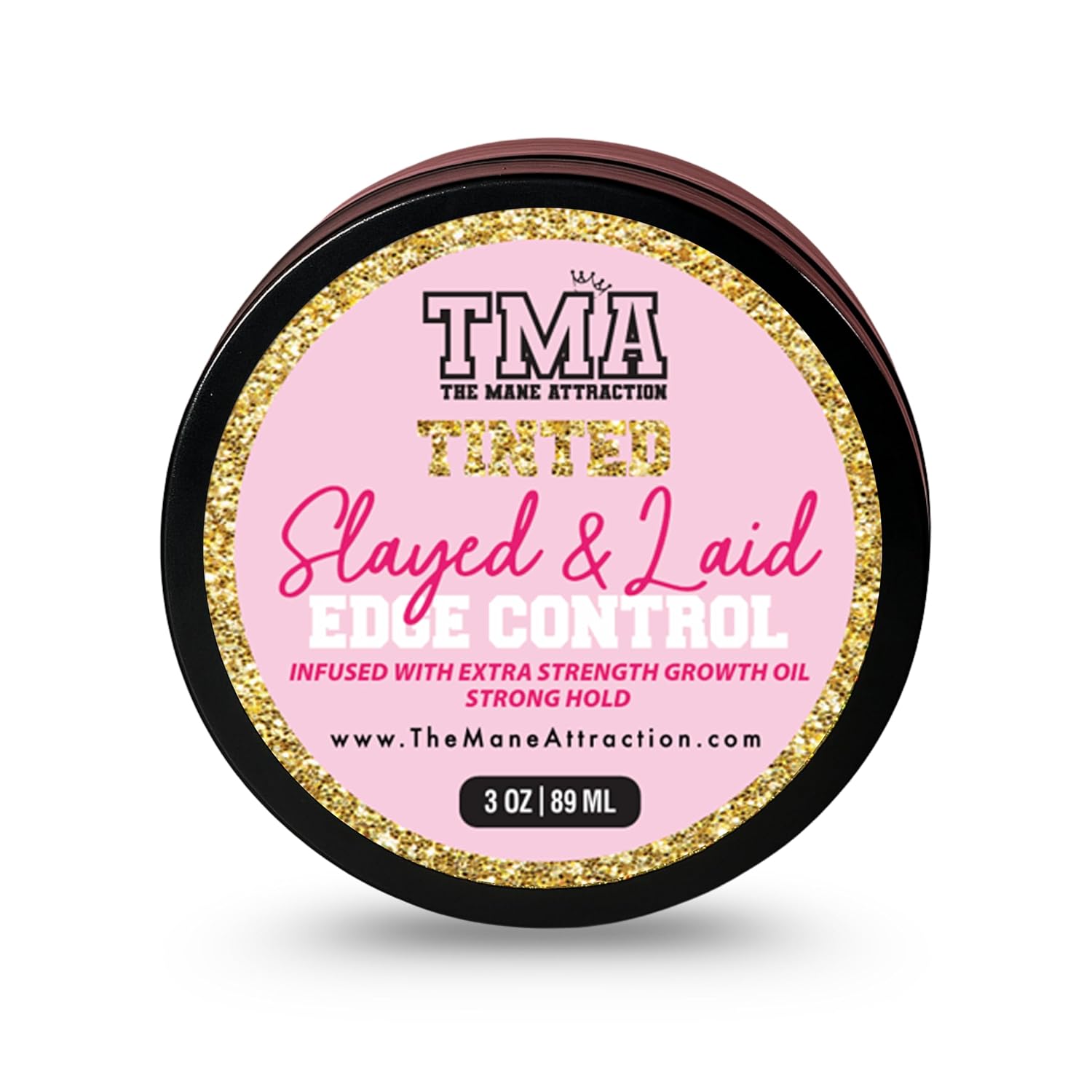 The Mane Attraction Black Edge Control Tinted– 3oz | Edge Gel for Thinning Hairlines | Flake-Free Growth Gel with Strong Hold for Natural Styles