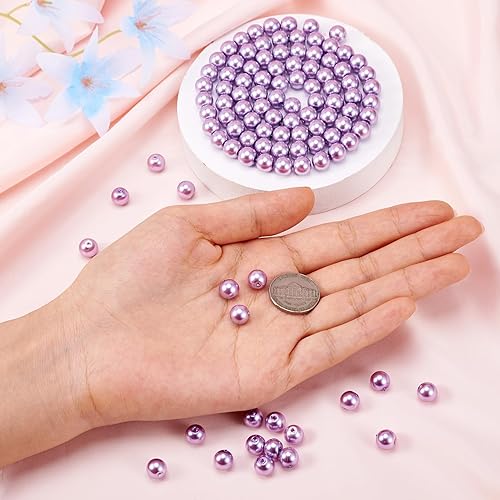 Miniatura 5 de KISSITTY 105 cuentas separadoras redondas de cristal satinado de ciruela de 516 pulgadas, cuentas sueltas de 0.315in, para hacer manualidades,