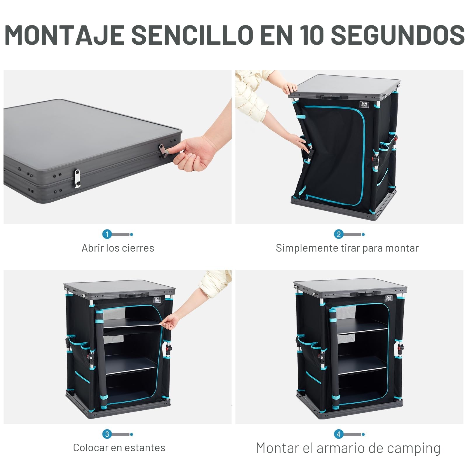 TIMBER RIDGE Almacenamiento compacto de camping, unidad de cocina plegable para camping, muebles de camping, armarios de camping al aire libre, marco de aluminio portátil para jardín, fiesta, picnic,