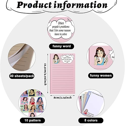 Miniatura 2 de Spakon 10 Packs Funny Memo Notepads Funny Novelty Humor Note Pads Office Christmas Coworker Gifts for Women Affirmation Kraft Yoga Animal Notepads