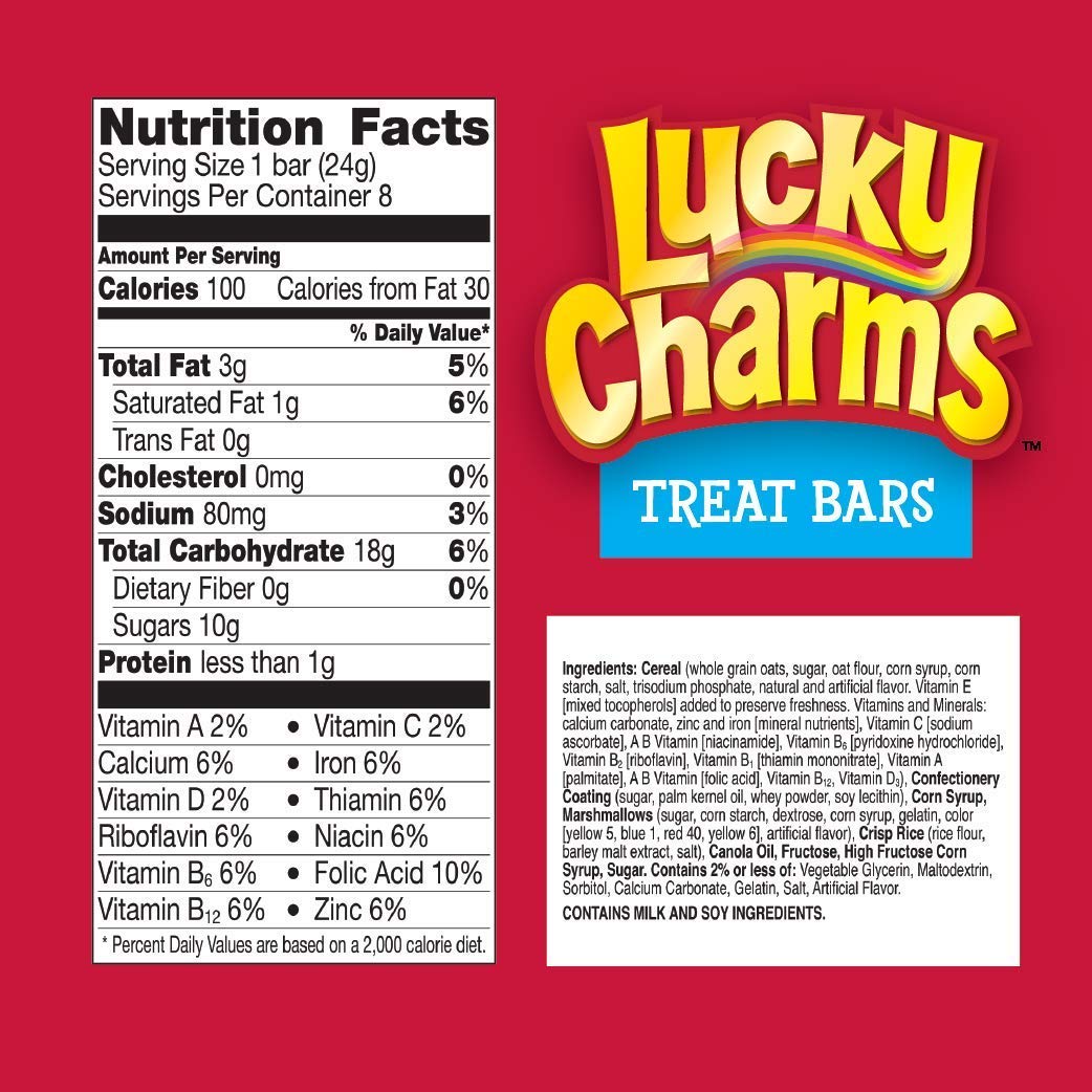 Lucky Charms Marshmallow Treats, 8 Cereal Bars, 6.8 oz Box, Set of 3