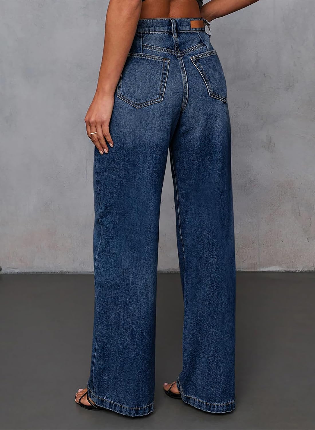 Sidefeel Women's Wide Leg Jeans High Waisted Stretchy Baggy Front Seam Denim Pants - Image 2