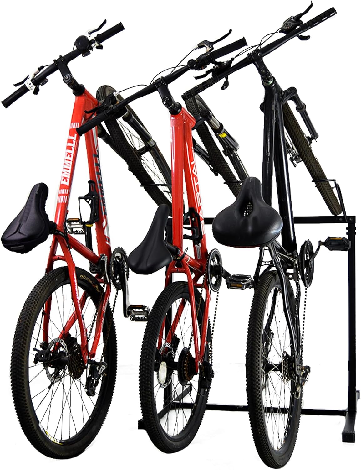 3 Bikes Stand Rack, Bikes Floor Stand for Garage, Indoor, Outdoor, Bicycle Parking Rack Fit 20”-29” Mountain Road and Kids Bikes, Max Tire Width 2.9” Easy to Install, Black