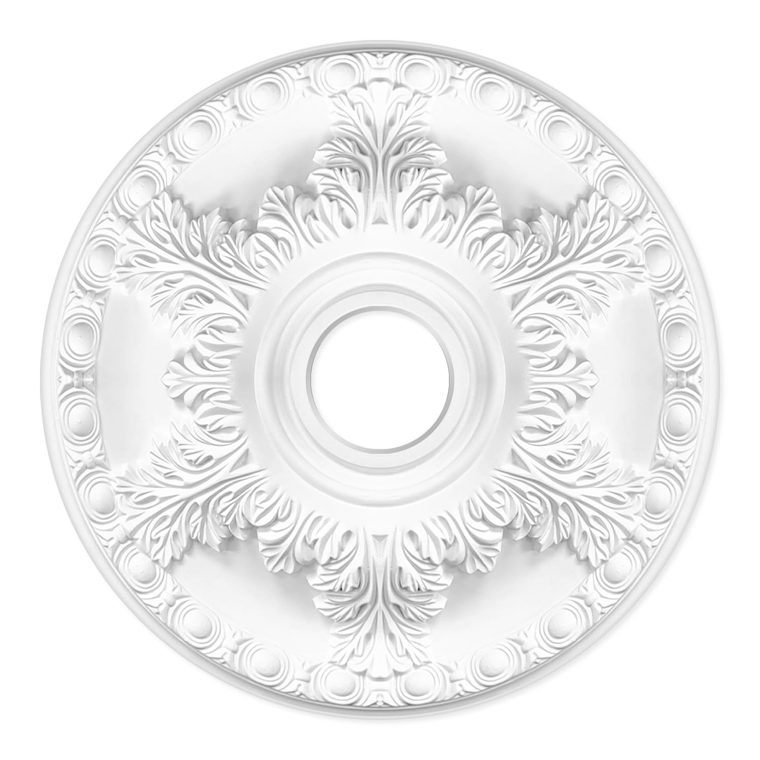 Living Heat White Eleganza Echo - Ornate Decorative Ceiling Rose - Lightweight Polyurethane 46Cm X 5.2Cm