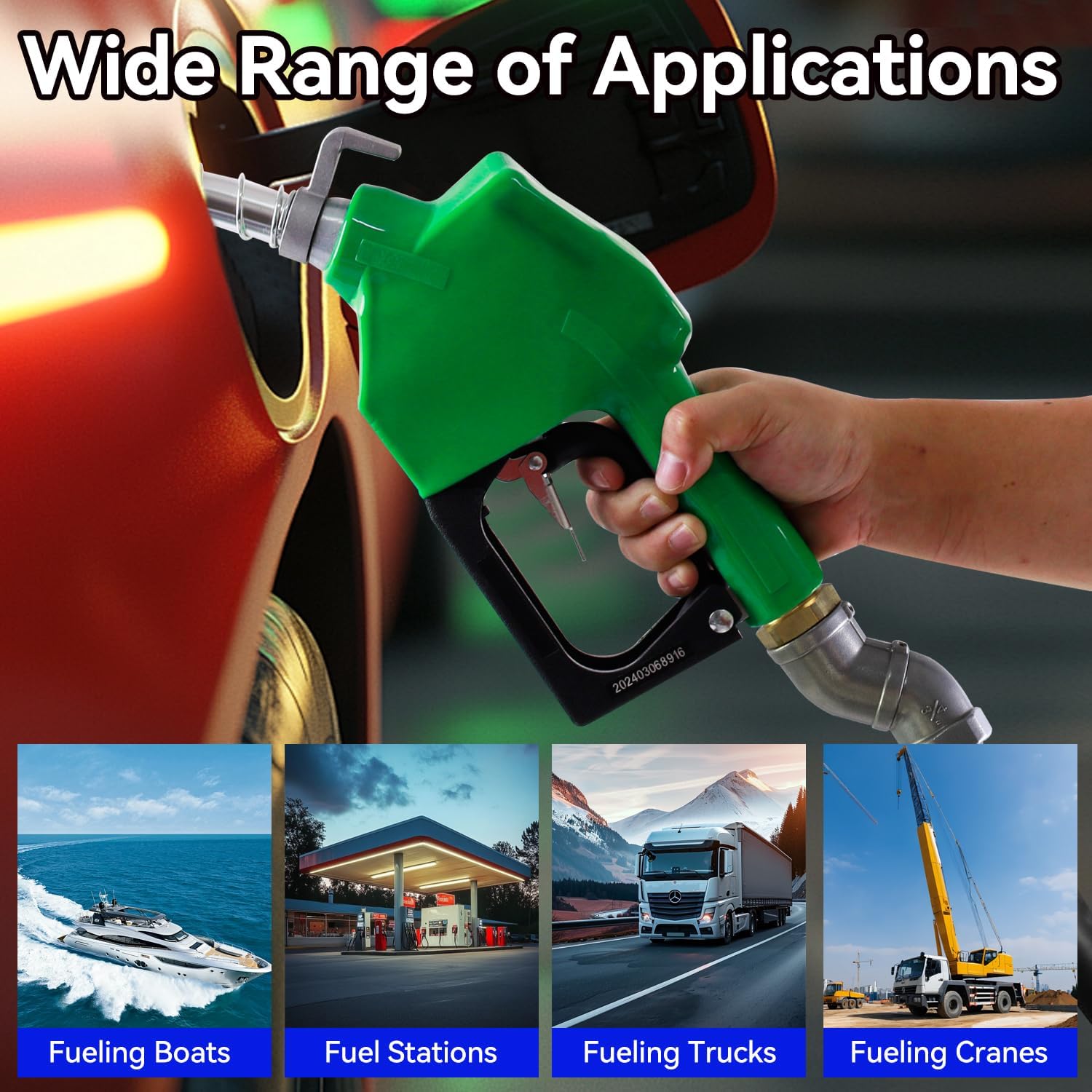 3/4'' x 10' Fuel Transfer Hose w/ 3/4 Auto Fuel Nozzle(13/16" Spout 16 GPM Flow Rate) & fuel hose swivel, 3/4" Inlet & 13/16" Outlet for DEF Dispensing Diesel Gasoline Kerosene Biodiesel