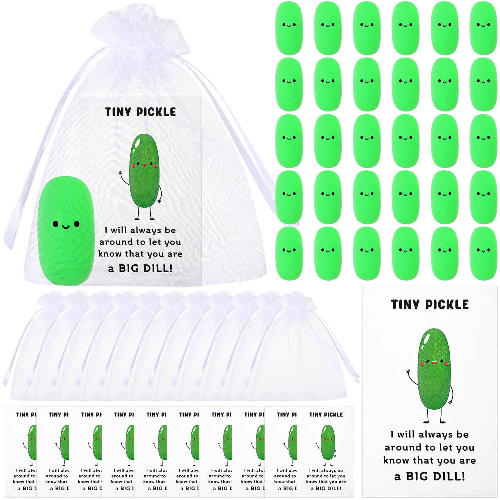 VercanMonth 30 Sets Positive Fruit Stress Ball Bulk End of Year Employee Gifts Emotional Gifts for Coworker (Pickle Style)