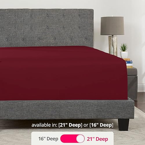 Miniatura 3 de Sábana bajera de esquinas profundas tamaño individual extralargo de 21 pulgadas, ajusta perfectamente colchón y cubrecolchón de 17 a 23 pulgadas de