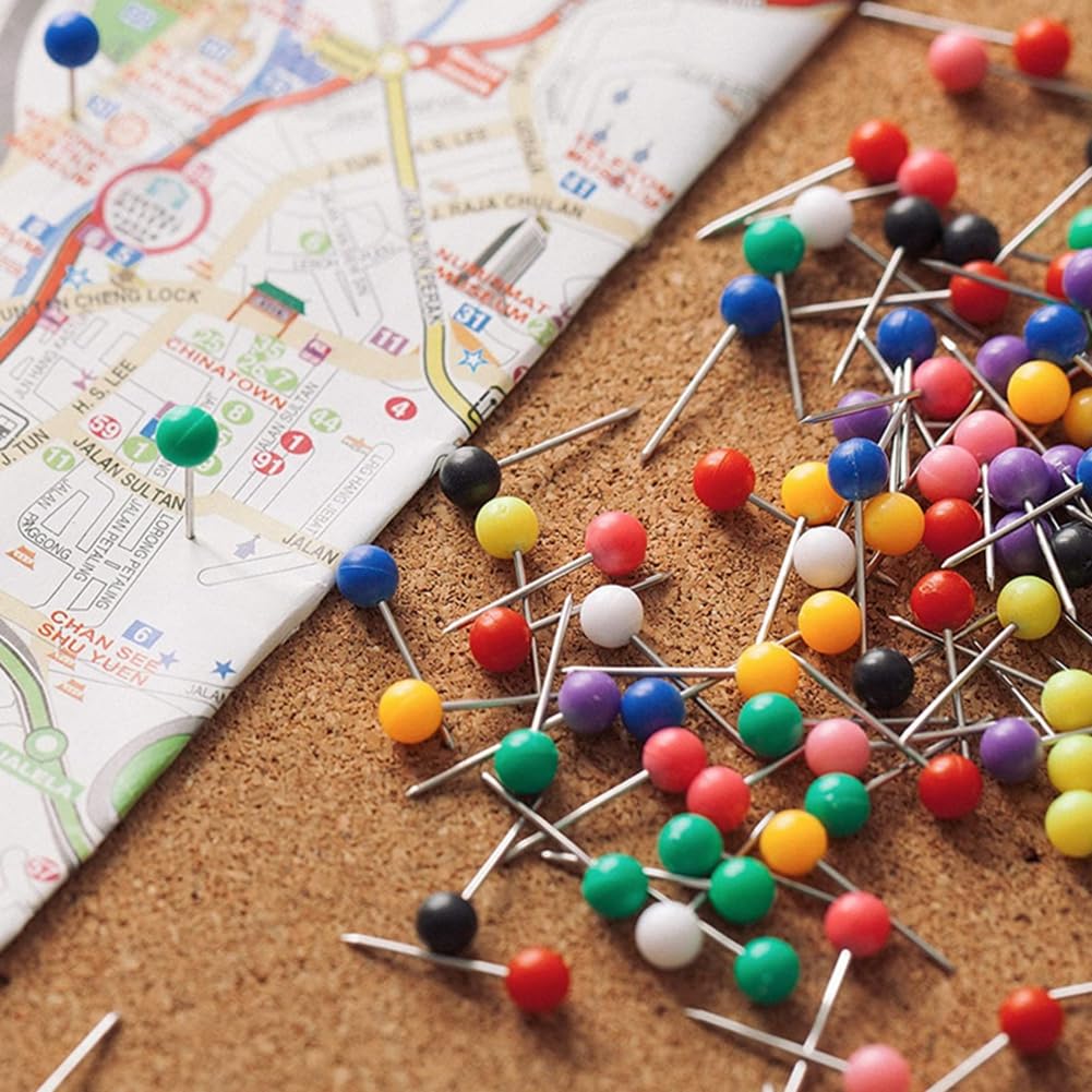 Pinnadeln mit Rundkopf Bunte Stecknadeln Edelstahl Karte Nagel Reißzwecken Rundkopfnadeln Reißnägel für Wandkarten Markieren Schmuck Herstellung Nähen Handwerk Bulletin Board 800 Stück