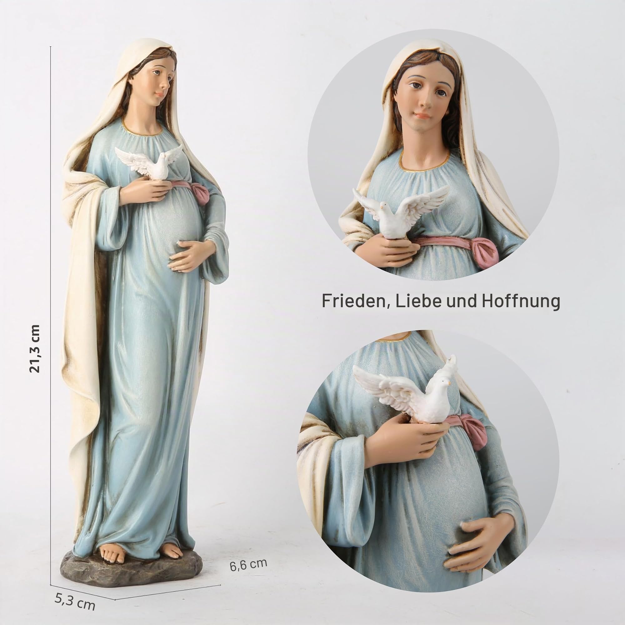 BC Statue für Schwangere Maria, katholische Mutter, 21,3 cm hoch, handbemalt, religiöse Geschenke für Schwangere Frauen, gewidmete Heimdekoration, Klassische Renaissance-Skulptur von Buildclassic