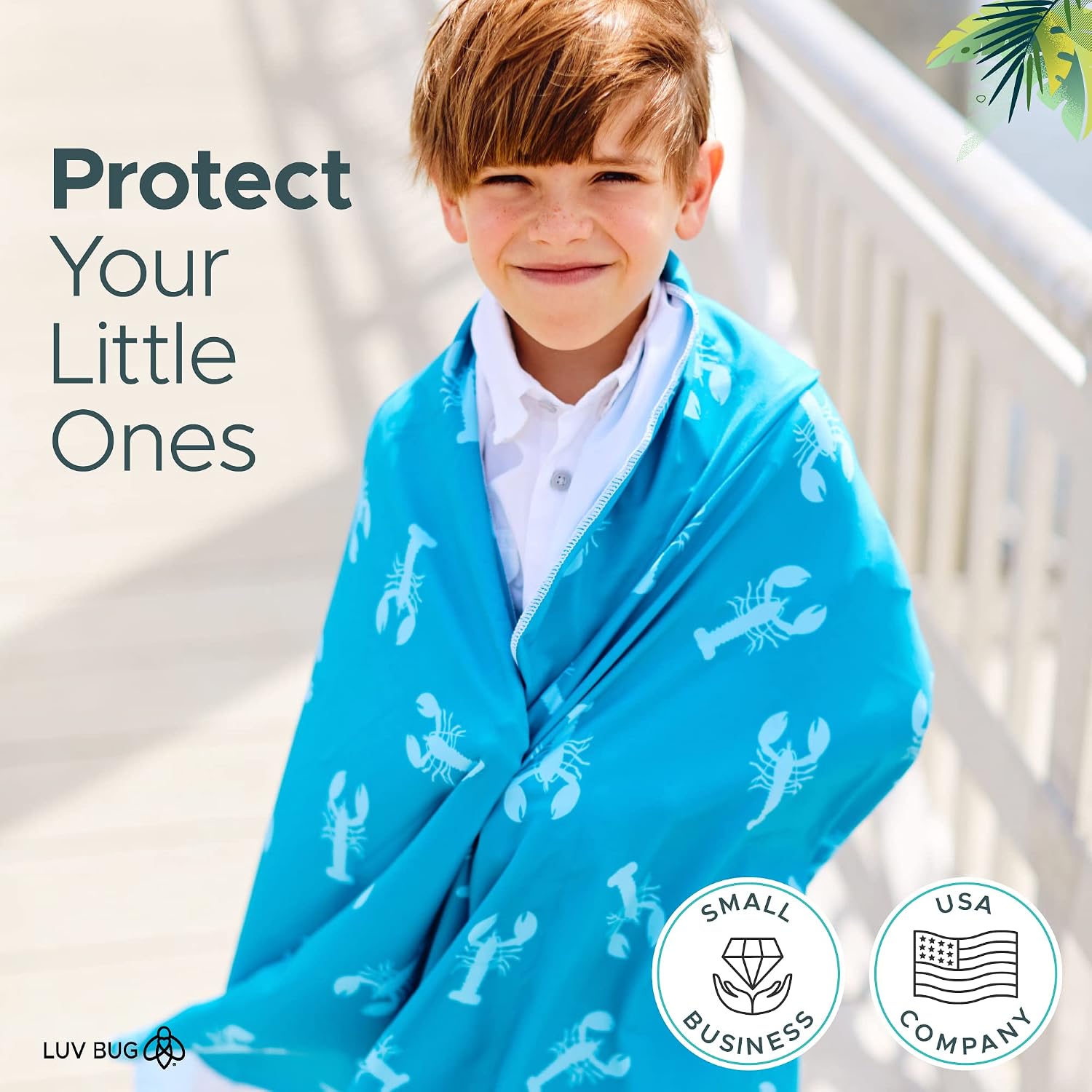 Luv Bug Kids UPF Pool/Beach Towel with Hood, Sunscreen Towel, UV Protection, UPF 50+, Sand Free Absorbent & Quick Dry Swimming Towel for Beaches, Camping, & Travel (30.5" x 40.5", Ice Cream)