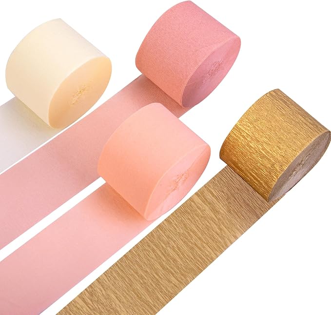 Kit Decoración Fiesta Rosa Dorado 8 Rollos Streamers miniatura 2