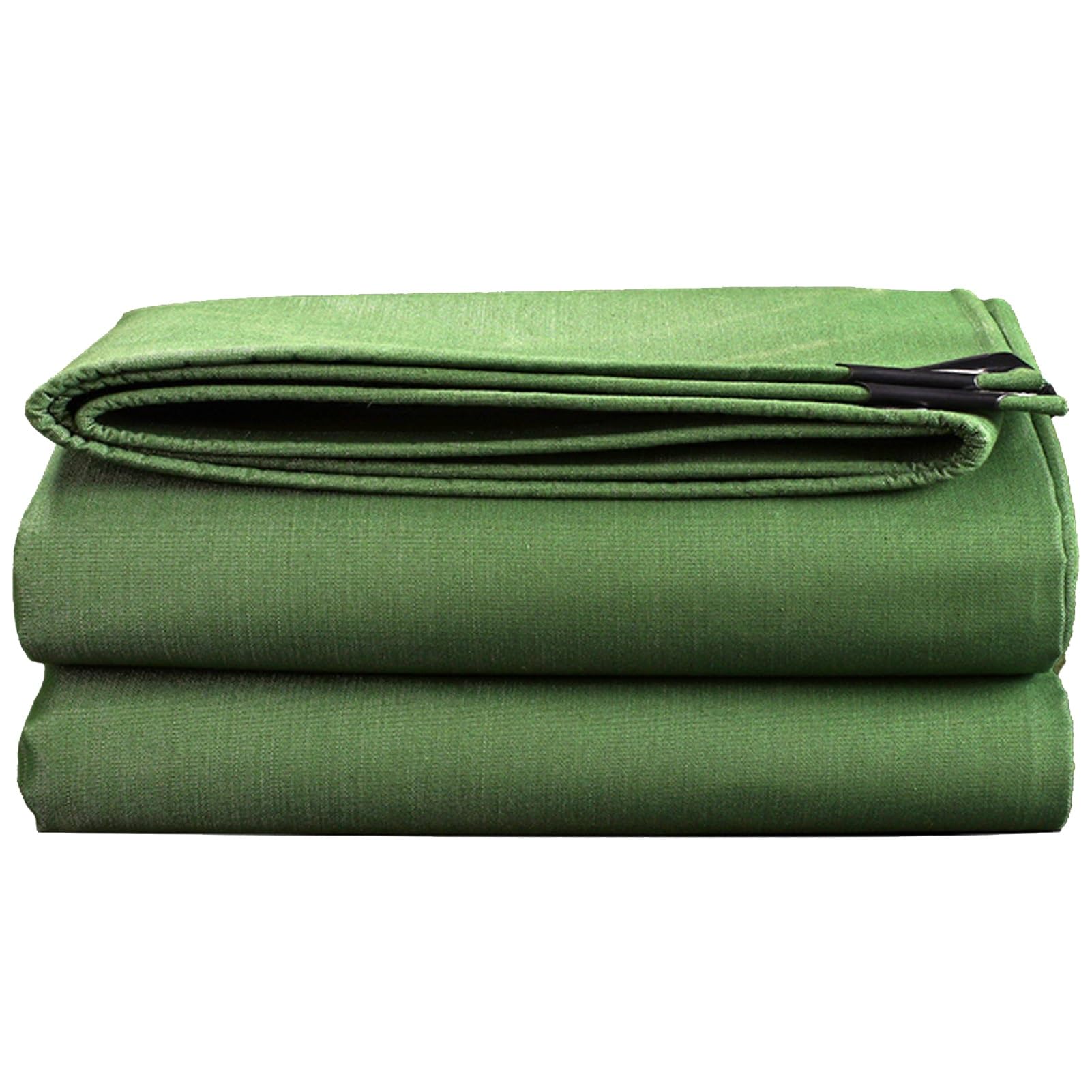 Waterproof Tarpaulin Heavy Duty Canvas Tarp Sheet 1.5x2m 1.2x1.8m 2x3m 3x4m Plant Covering Tarp for Car Garden Furniture Camping Cover, Green(2x4m(6.5ftx13.1ft))