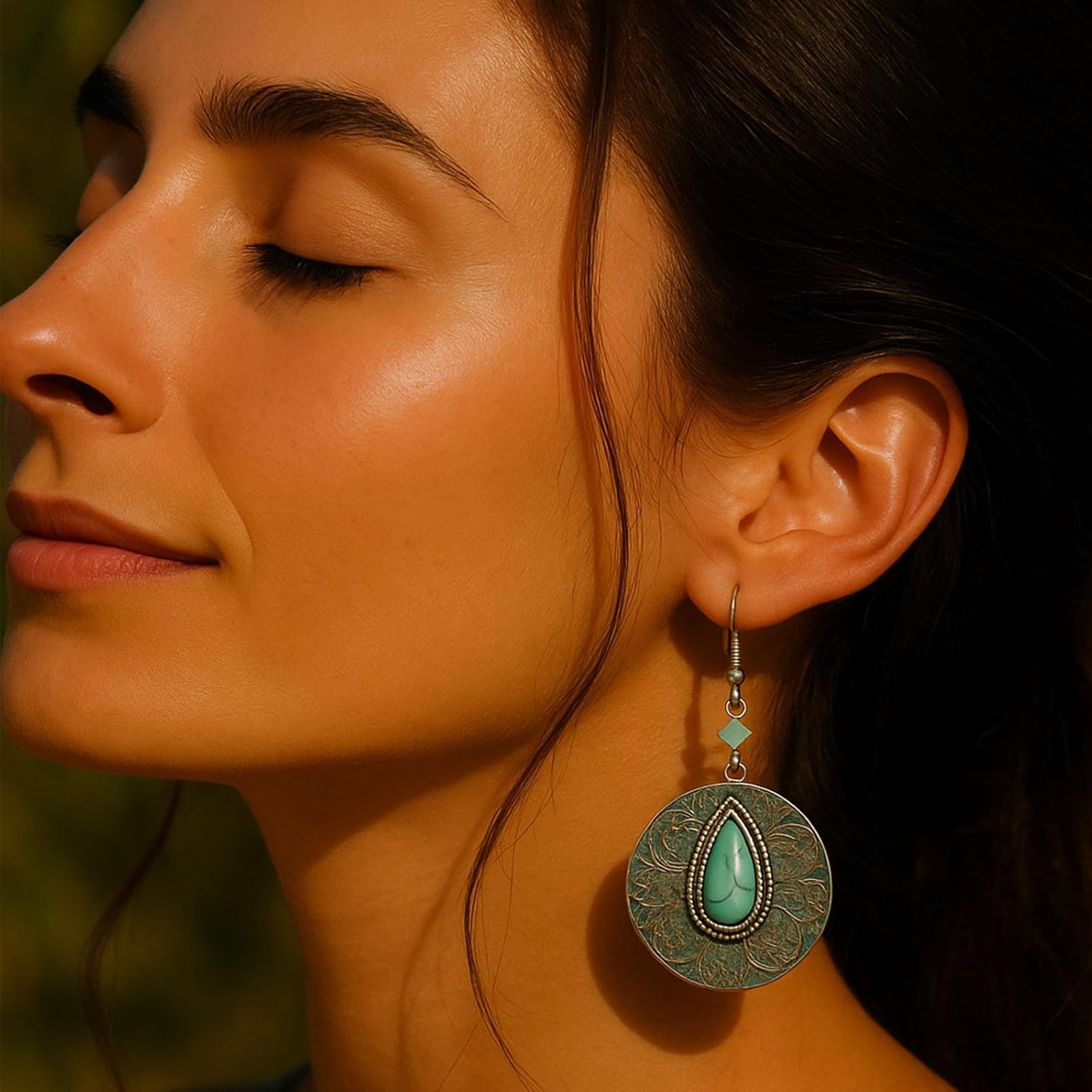 Dragonfly Earrings for Women, Bohemian Copper Turquoise Dangle Earrings, Vintage Hippie Earrings with Lightweight Drop Clusters, Boho Jewelry Gift for Her - Image 5