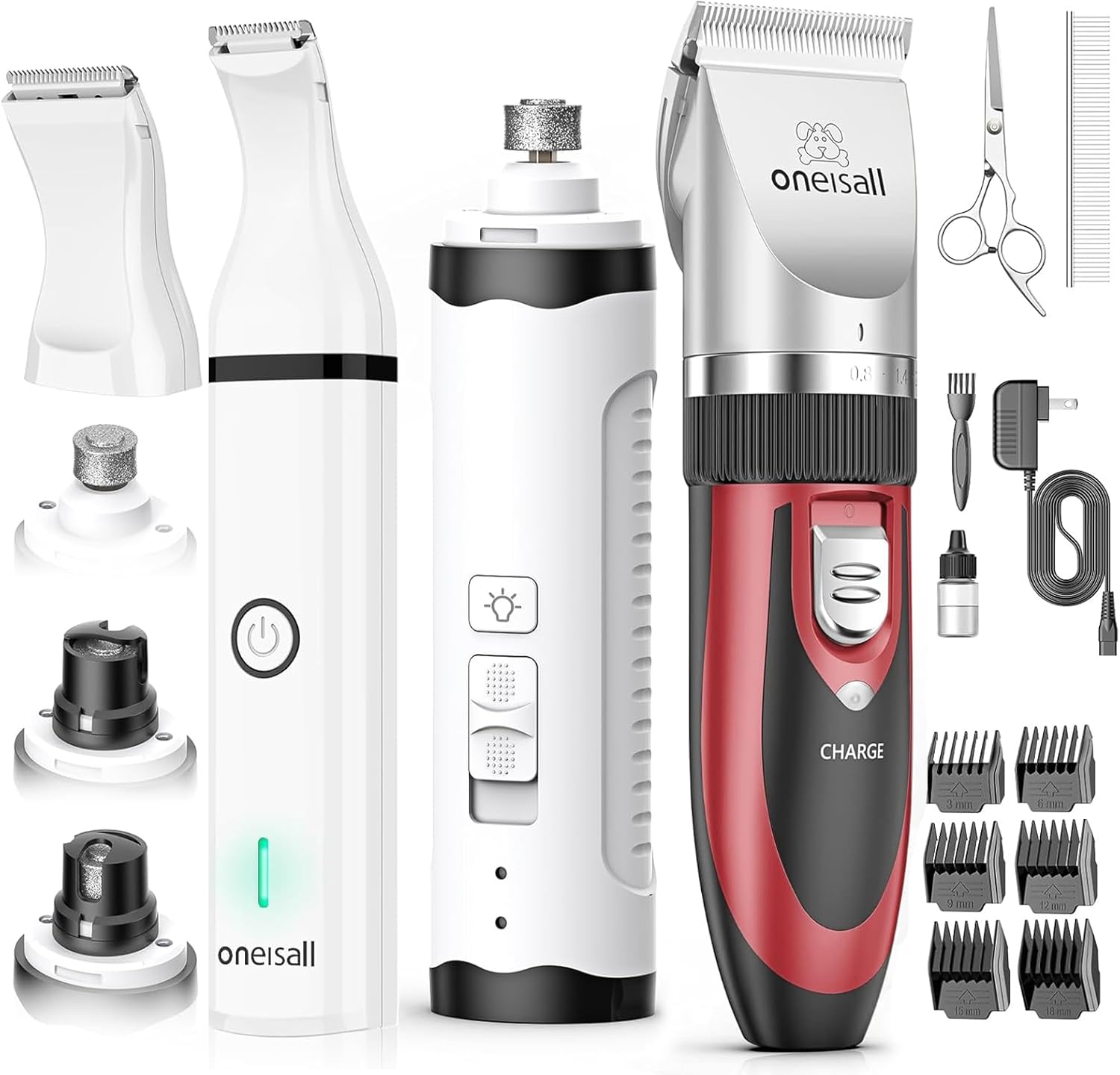 oneisall Dog Shaver Clippers Low Noise, Dog Nail Grinder and Paw Trimmer Kit