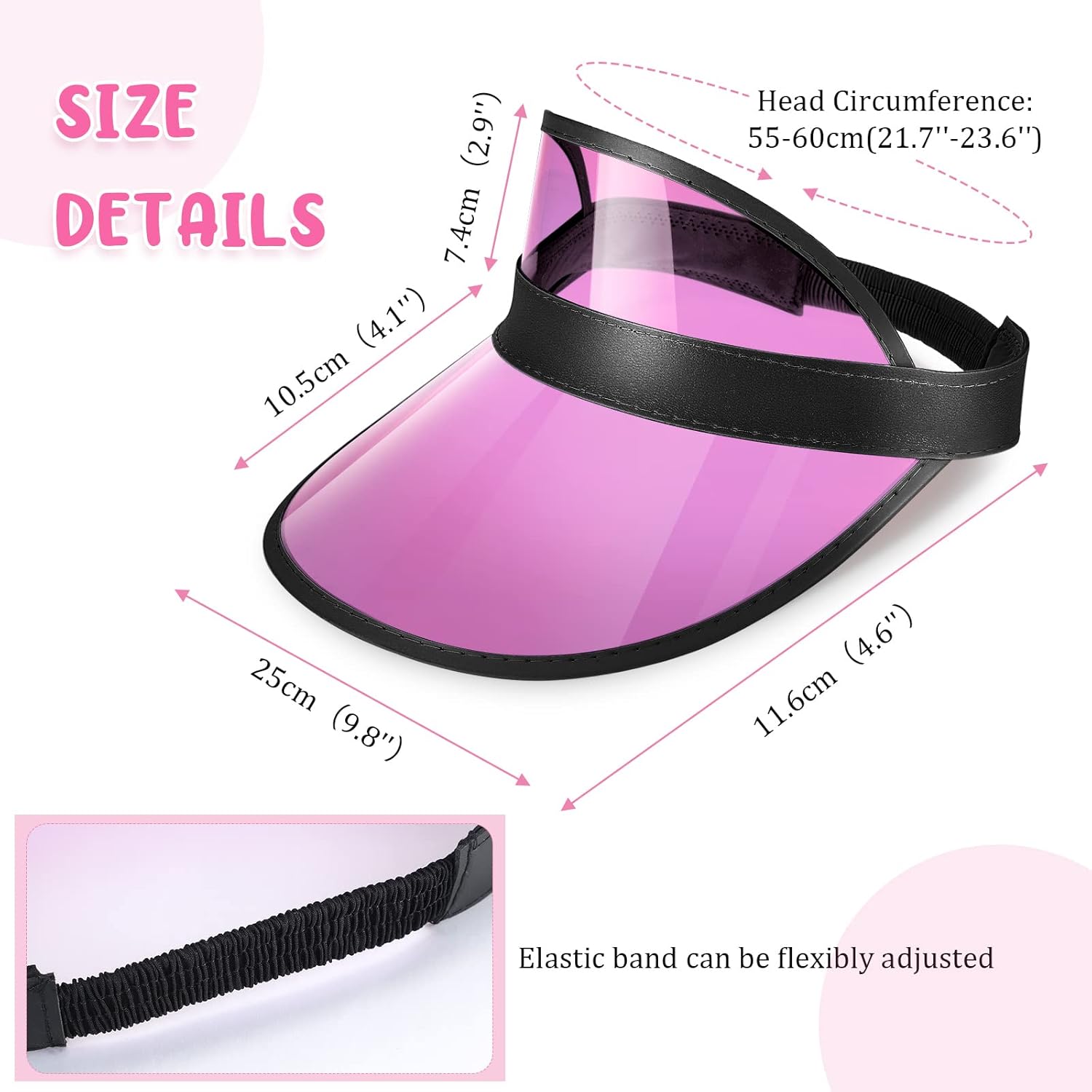 26 Pack Clear Sun Visor Hats Plastic Visor Caps UV Protection Poker Visor Hat Colorful Unisex Sun Visors for Women Men