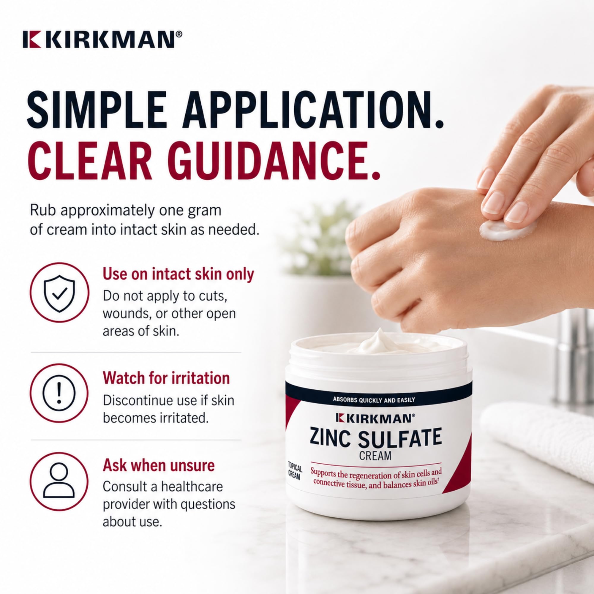 Kirkman Zinc Sulfate Cream for Skin, Topical Zinc Formula, 4 Oz — Amazon image 8
