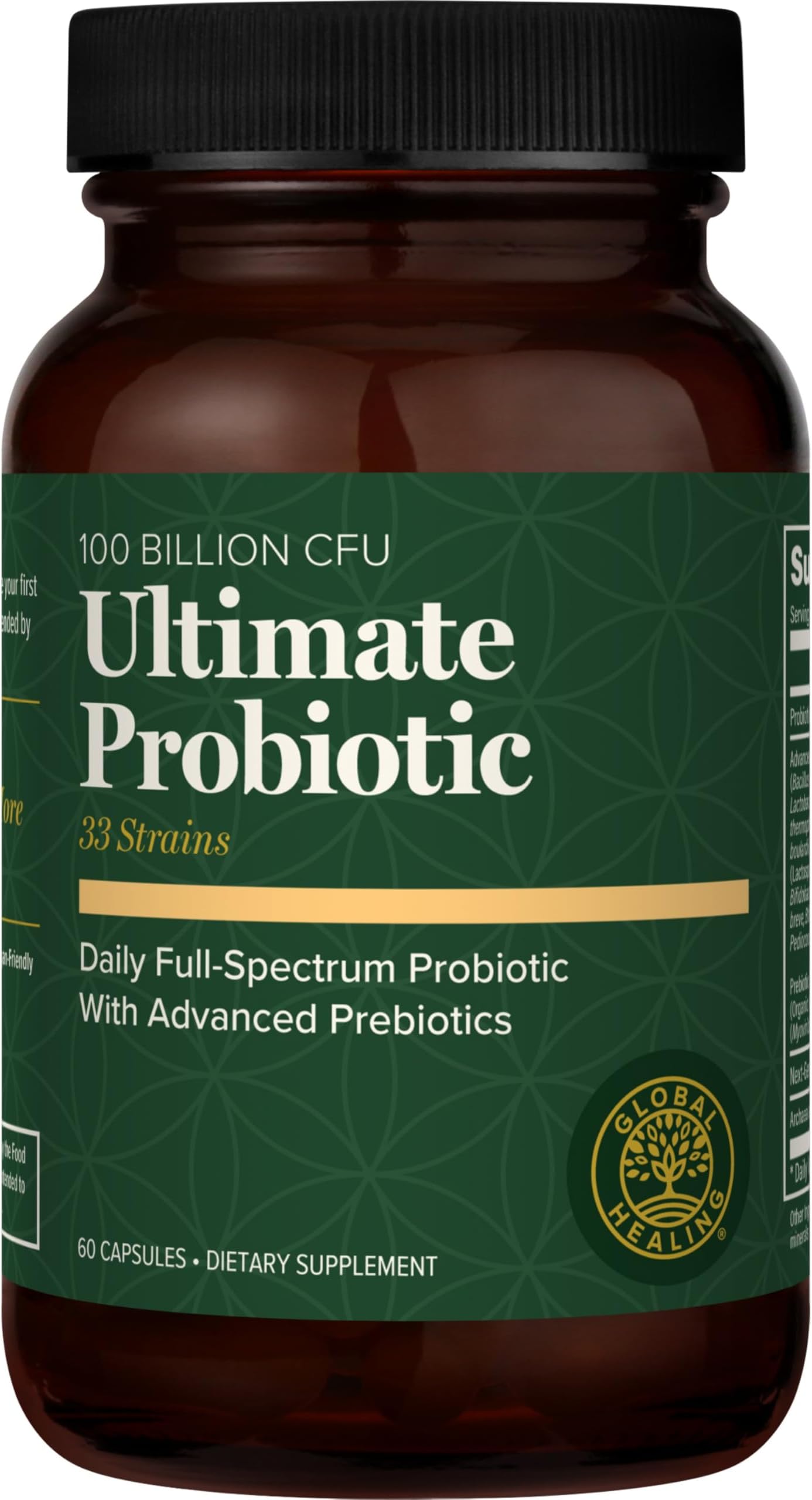 Global Healing Ultimate Probiotic Blend Supplement with Prebiotics and Probiotics for Digestive Health, Digestive Tract, & Immune System, Gut Health for Men & Women, 100 Billion CFU (60 Capsules)