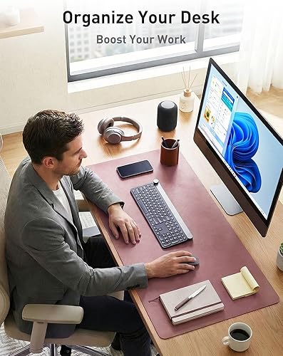 Miniatura 264 de Aothia Tapete protector de escritorio, alfombrilla para mouse, antideslizante, impermeable, de piel sintética, secante de escritorio, para Verde