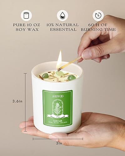 Miniatura 5 de AOOVOO Velas perfumadas de abeto para mujer, vela de aromaterapia con cristales en el interior, velas de soja de 10 onzas para el hogar, regalos de