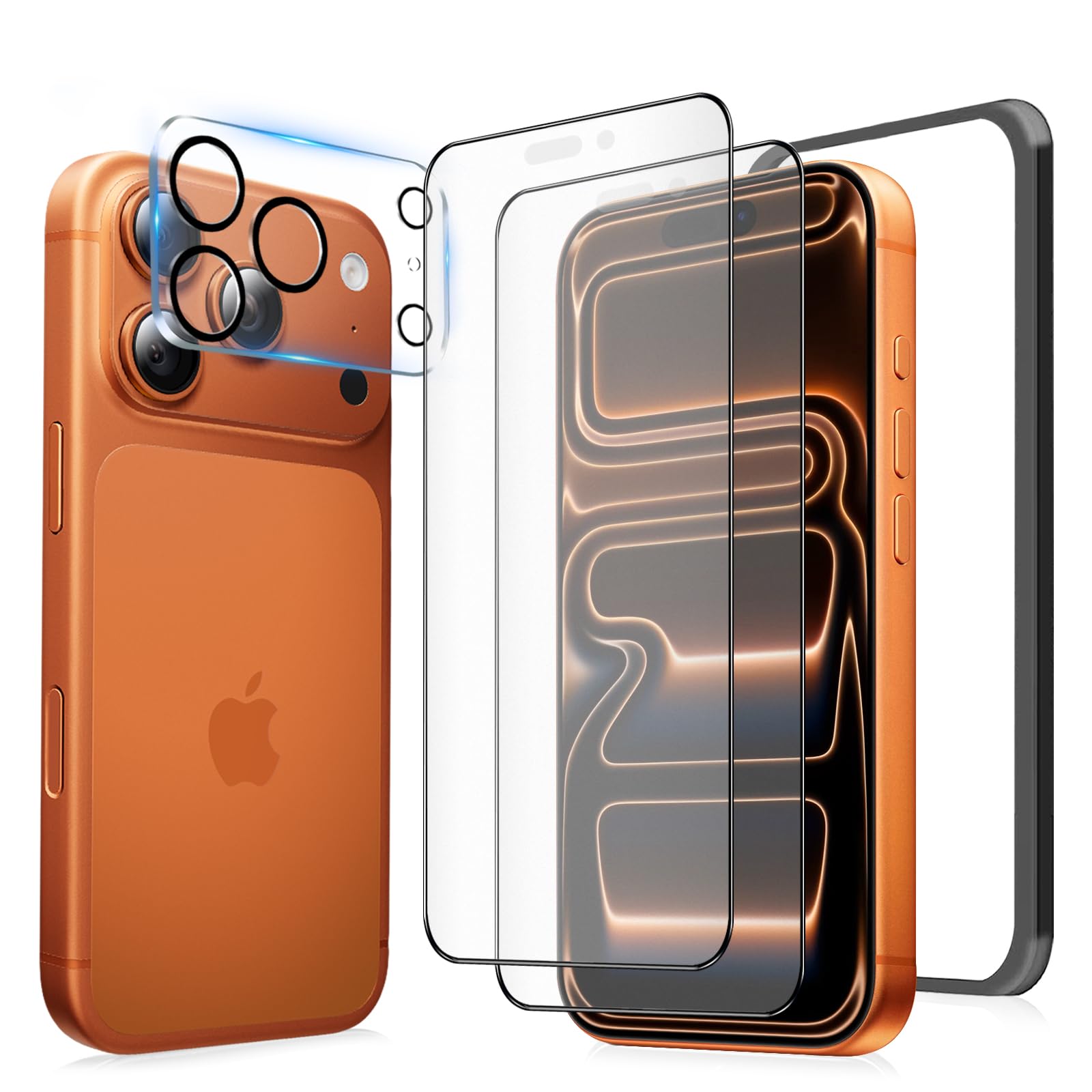 MINIKA 【アンチグレアフィルム】 iPhone 17Pro 用の 保護フィルム さらさら いPhone 17Pro ガラスフィルム アンチグレア 反射防止 アイフォン 17プロ フィルム サラサラ 指紋防止 全面保護 高感度タッチ 【ガイド枠付き/カメラフィルム 付き / 2枚セット】