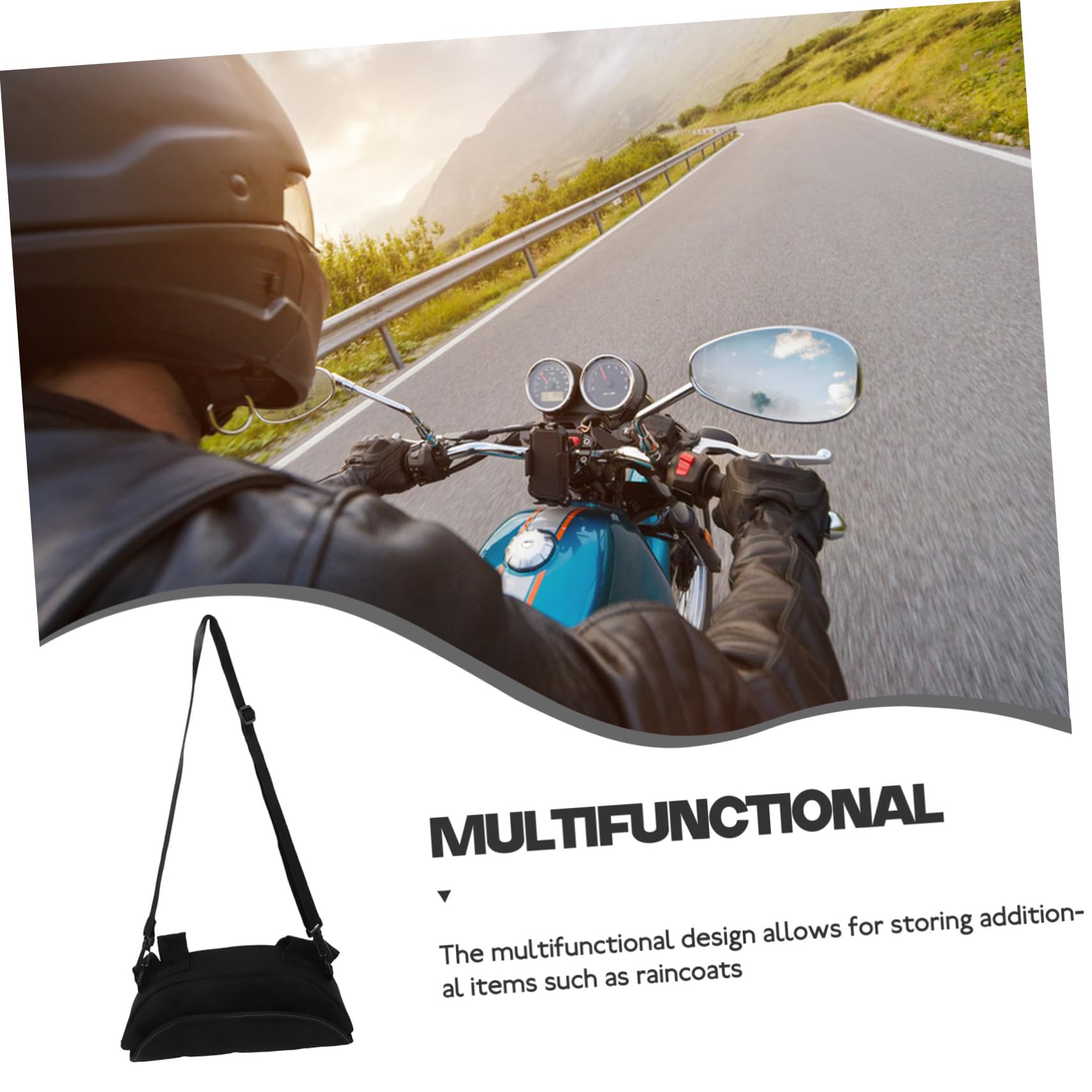 Borsello da Moto Nero per Manubrio, Capienza Grande