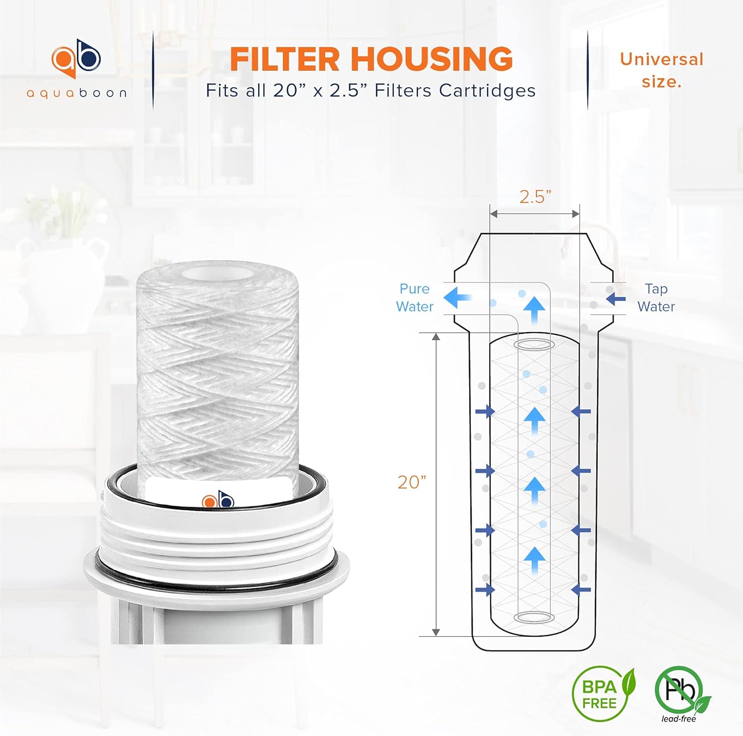 Aquaboon 1 Micron 20" x 2.5" String Wound Water Filter Cartridge - Whole House Water Filter Replacement for Well Water Matches SWC-25-2005, 2-Pack - Image 2