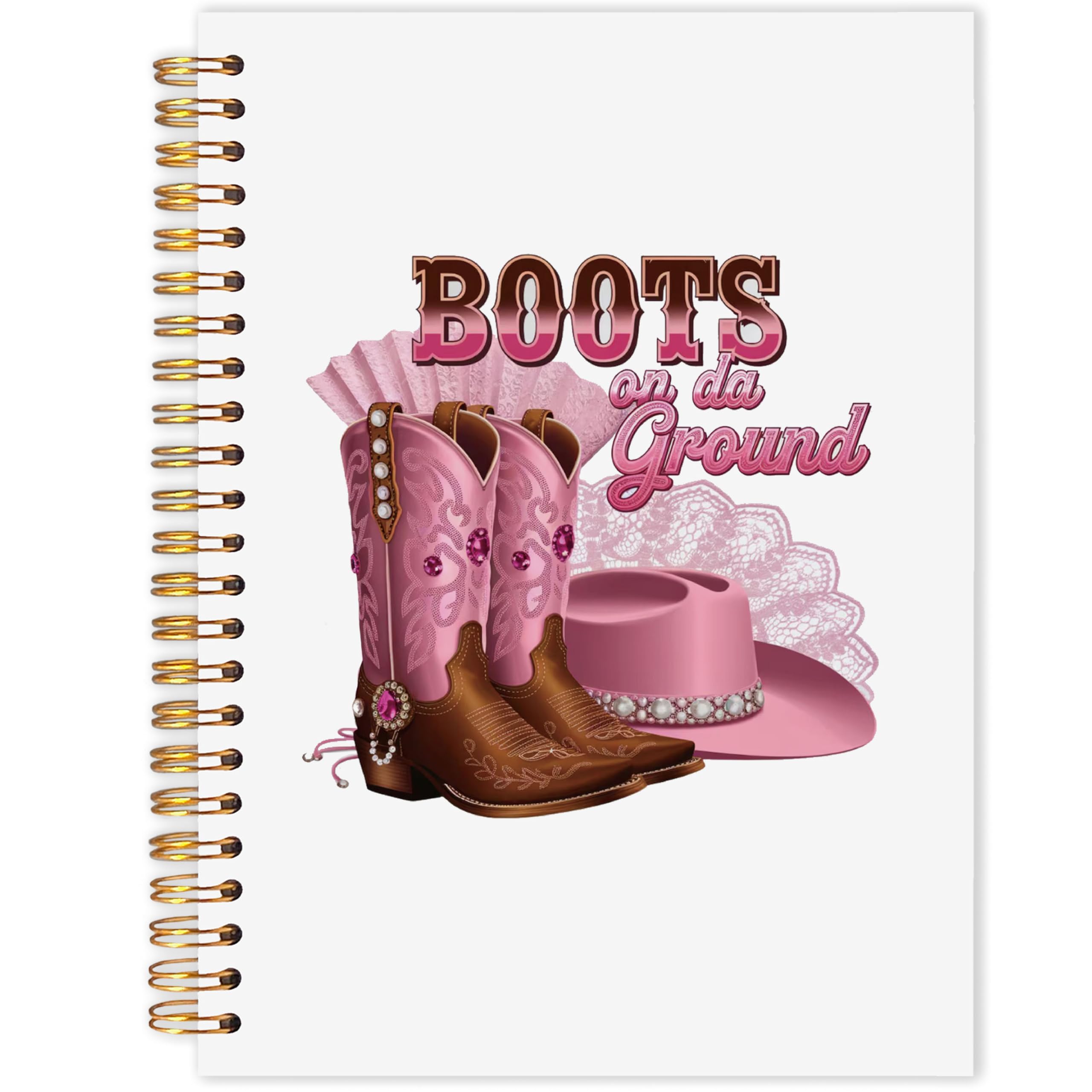 AQYIP Pink Western Spiral Notebook, Peppy Cowgirl Journal, Cowgirl Gifts for Women, Western Office Supplies, Trendy Girly Notebook for Note Taking,