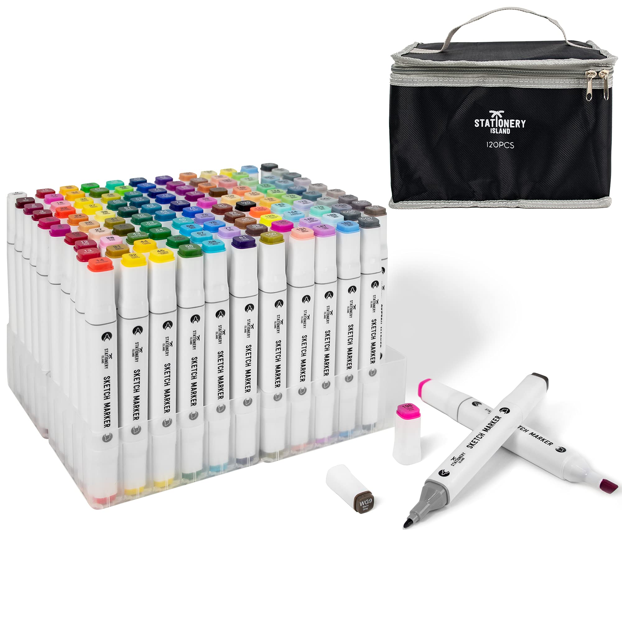 Buy Stationery Island Sketch Markers 120 assorted Colours + Carry Case