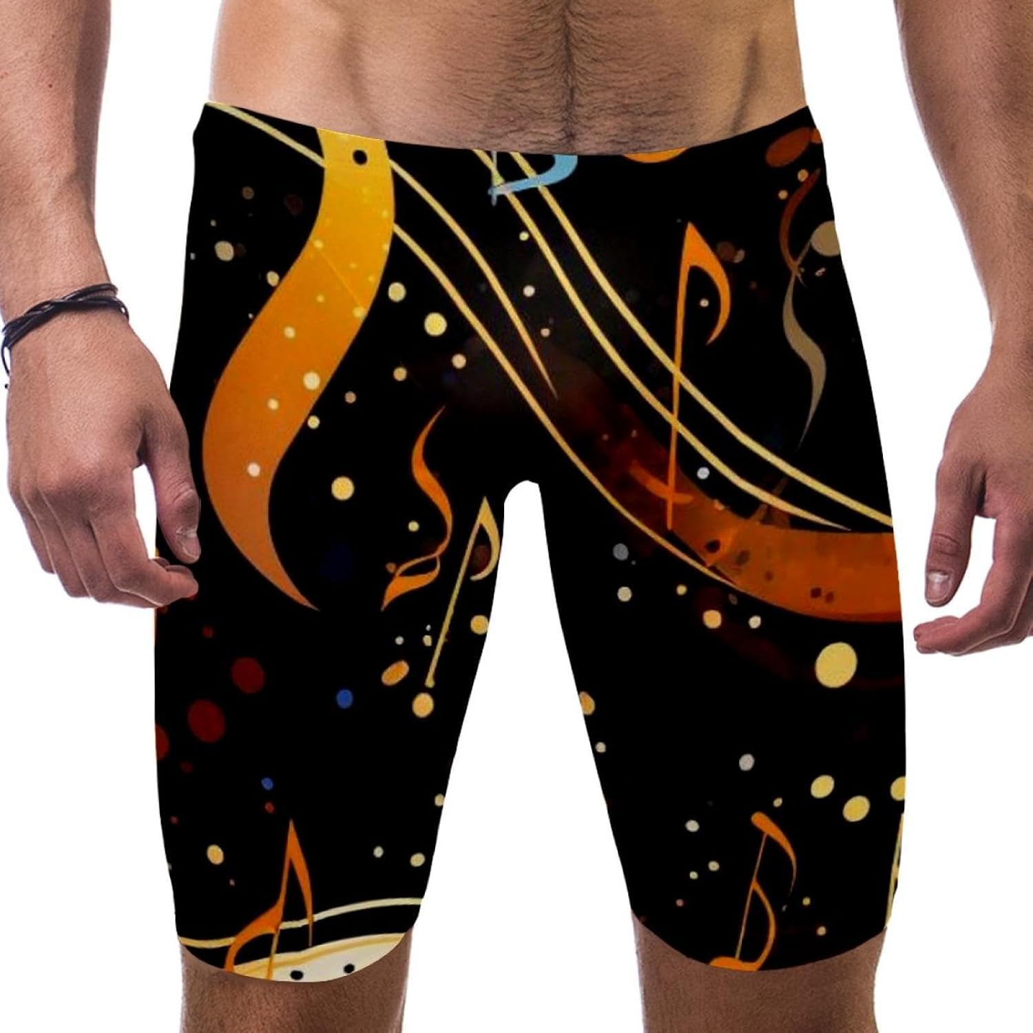 Colorful Music Notes Men's Swimsuit Jammer Quick Dry Swim Jammer Racing & Training Swimsuit