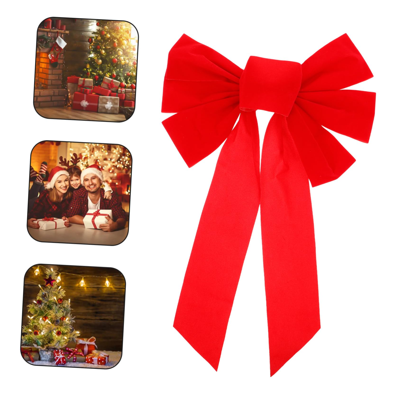4 Piezas Lazos de Navidad de Decoración de Moños para Árbol Cortinas y Regalos Fiesta Navideña