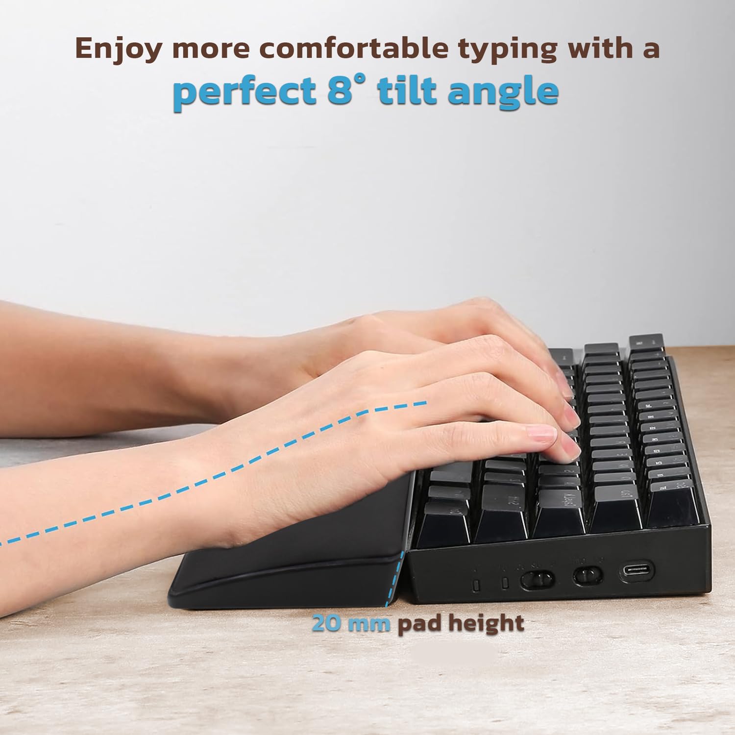 Ant Esports Mini Keyboard Wrist Rest Pad -14.3"- Memory Foam Palm Rest with Non-Slip Footpad - Ergonomic Design Wrist Support - Desk Keyboard Accessory Gaming Gear-Mini Size Black — Amazon image 3