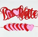 Festiko®Red Glitter Be My Valentine Banner and Red Pink Glitter Hearts Banner Happy Valentine's Day Garland Banner Valentines Day Wedding Engagement Party Fireplace Mantle Decorations Supplies gallery image