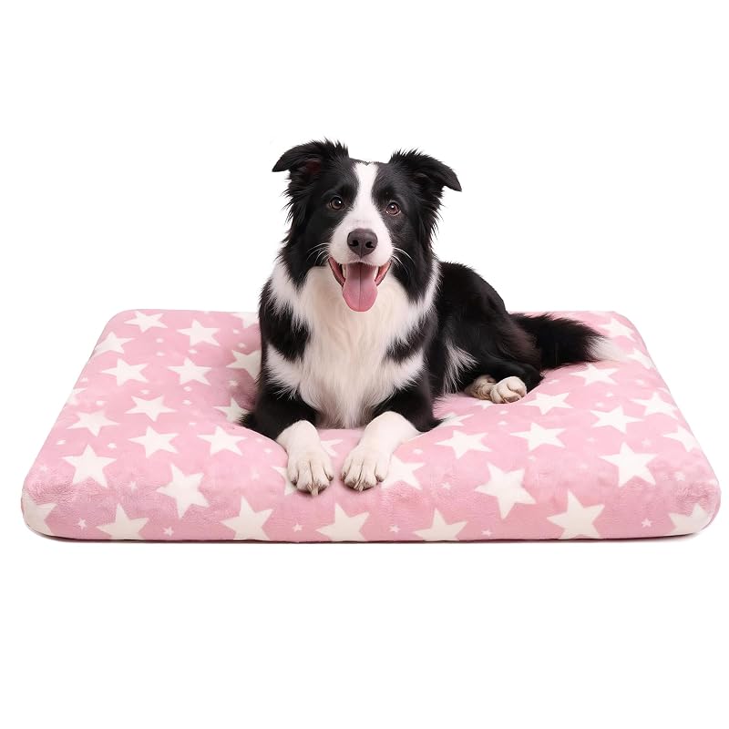 Cama ortopédica para cães com espuma, capa removível e dupla face pobopobo M 76,2 x 50,8 x 7,9 cm, Big&Little Stars Pink